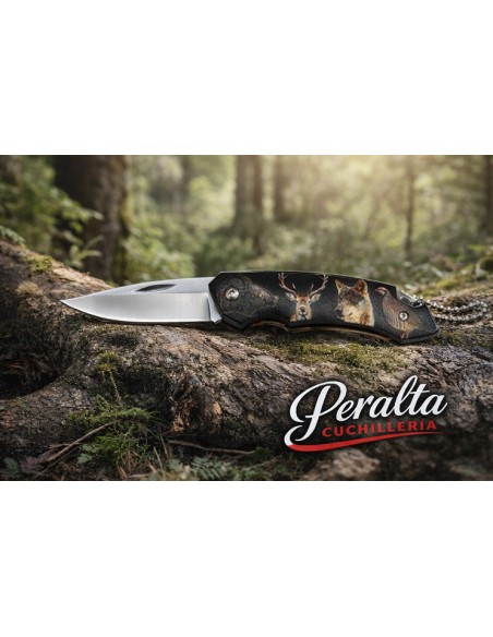 Navajas llavero con cadena 6,5 m hoja motivos caza