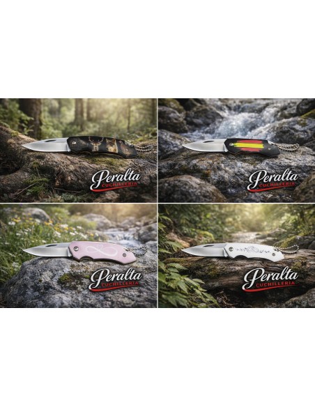 Navajas llavero con cadena 6,5 m hoja motivos caza