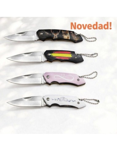 Navajas llavero con cadena 6,5 m hoja motivos caza