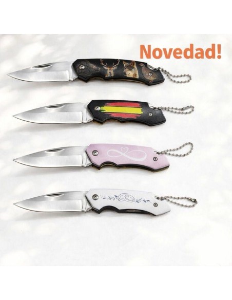 Navajas llavero con cadena 6,5 m hoja motivos caza