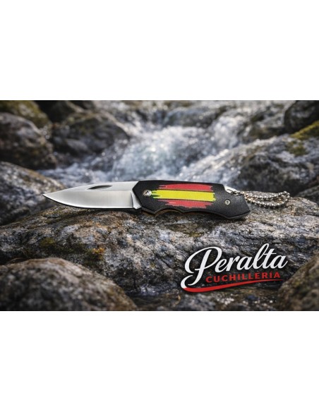 Navajas llavero con cadena 6,5 m hoja bandera de España