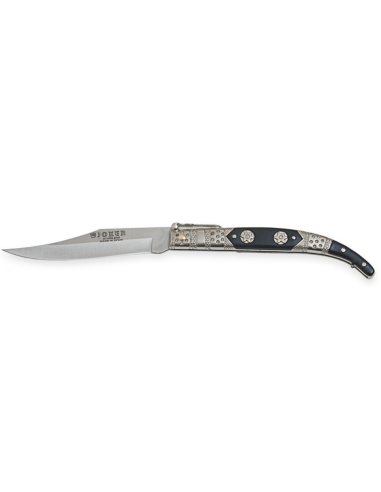 NAVAJA JOKER CLÁSICA ZAMAK PLATEADA Y NEGRA 10 CM