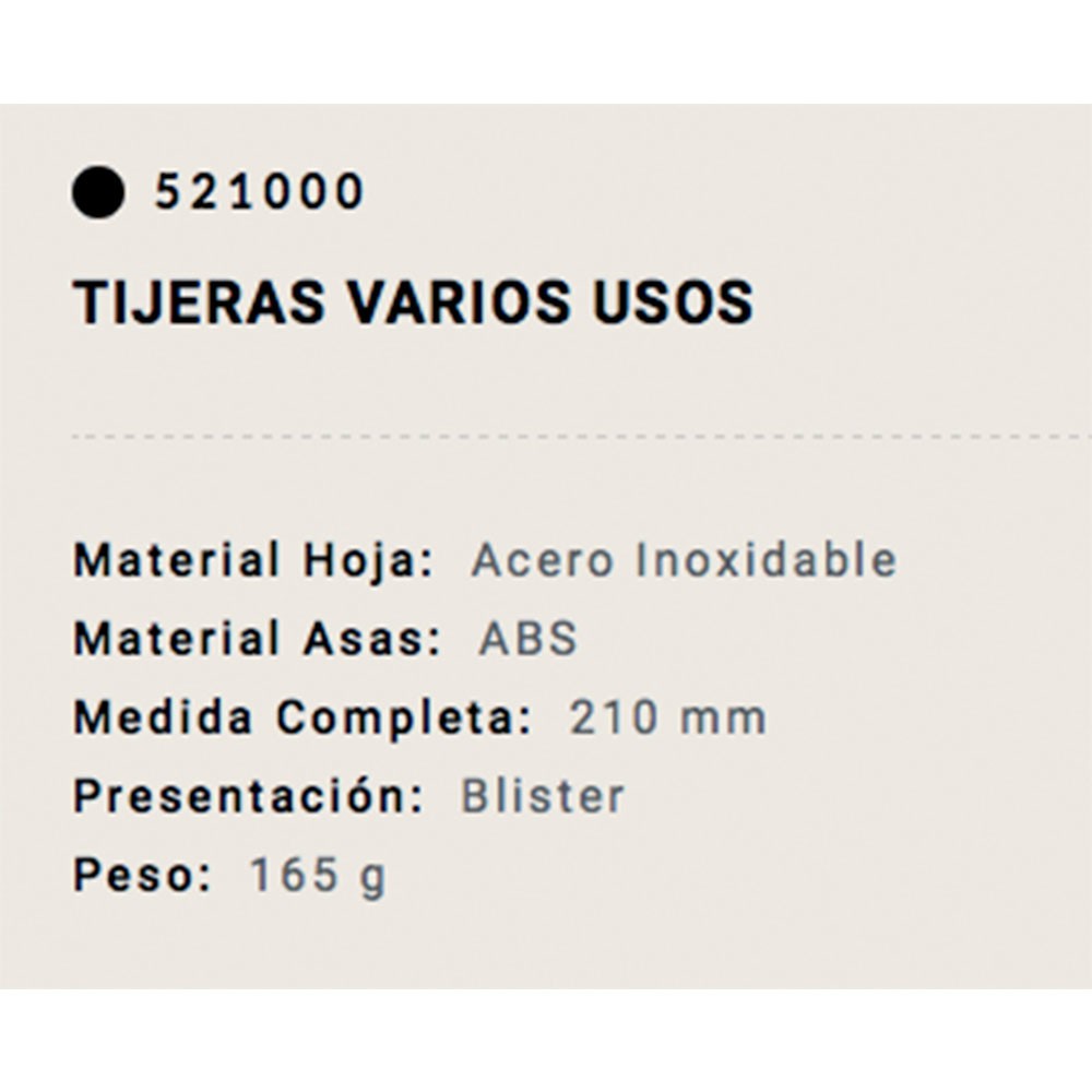 Tijeras ARCOS- Longitud 22cm Fabricacion española de Albacete Inoxidable